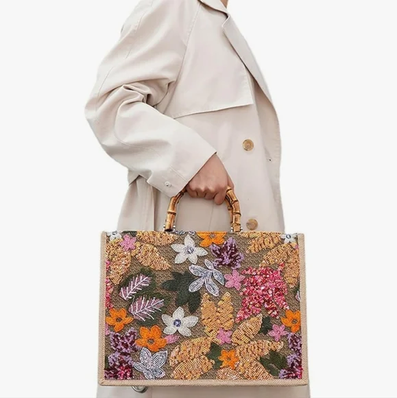 Floral Embroidered Tote Bag - Multicolor - Picture 2 of 9